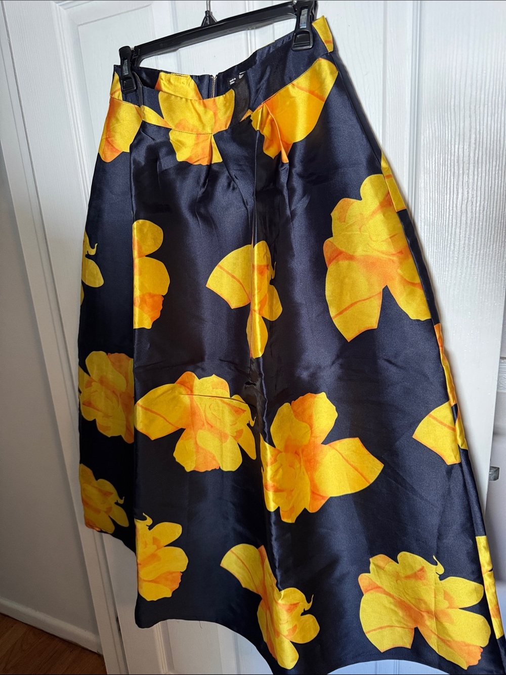 Black & Yellow Floral A-Line Skirt